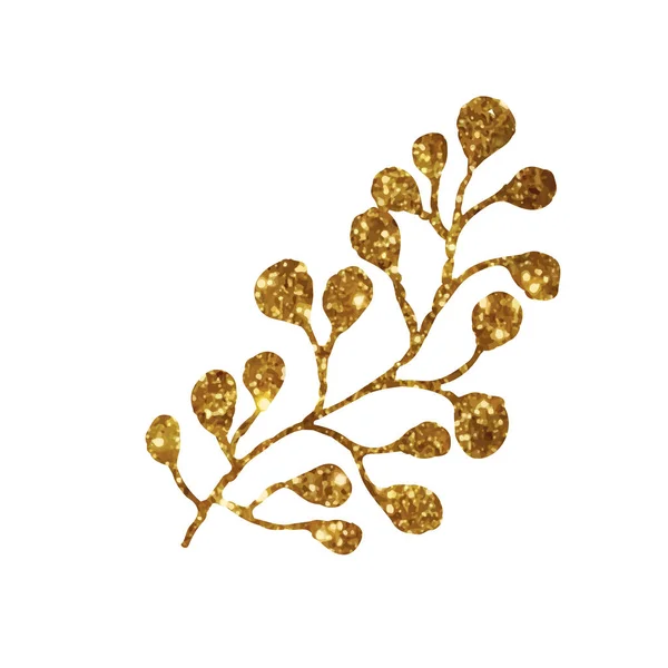Altın glitter retro çiçek bitki deocration düz simgesi — Stok Vektör