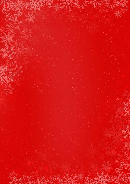 Hiver Noël fond de papier rouge avec bordure flocon de neige — Image vectorielle