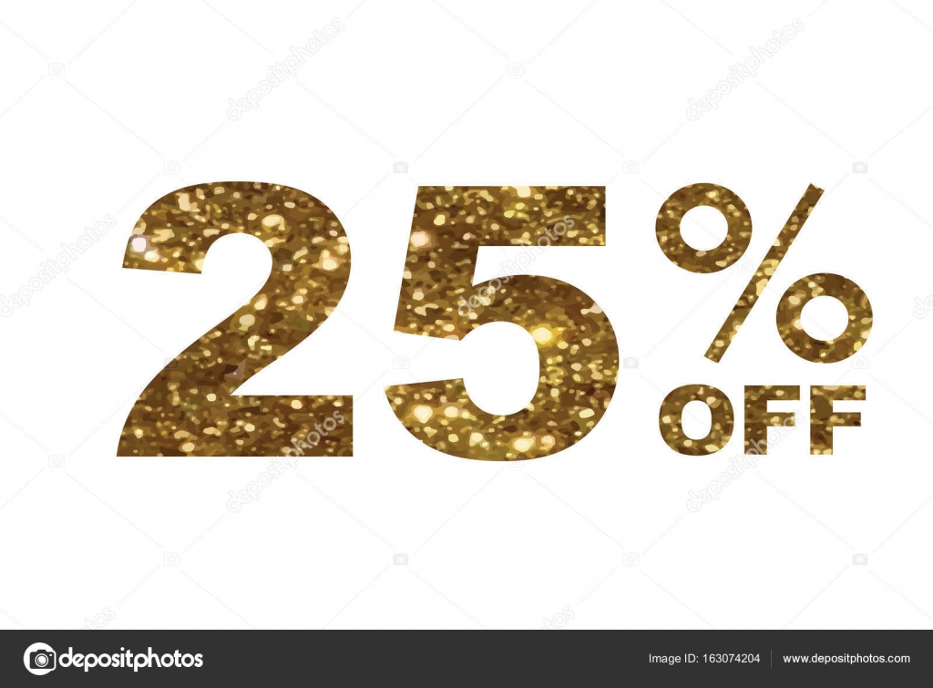Luxury Golden Glitter Twenty Five Percent Off Special Discount W Stock Vector Image By C Cougarsan