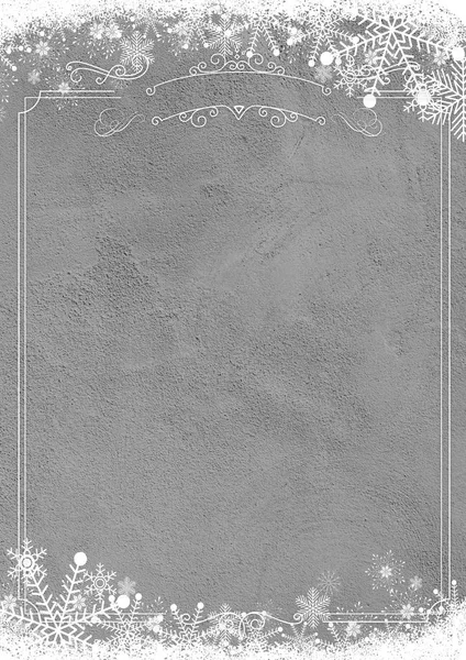Winter snowflake retro border and grunge textured wall backgroun — Stock Photo, Image