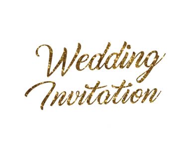 Altın glitter izole el kelime düğün davetiyesi yazma