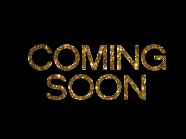 Altın glitter izole el Coming Soon kelimeyi yazmaya