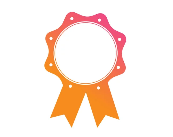 Vector kleurovergang oranje naar roze award medaille lint badge — Stockvector