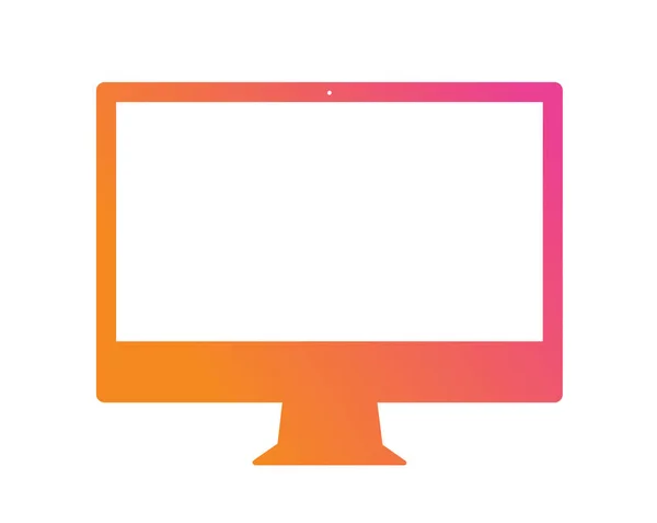 Gradien vektor pink ke ikon komputer flat oranye - Stok Vektor