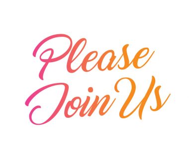 Renkli gradyan izole el yazılı kelime bize katılın lütfen