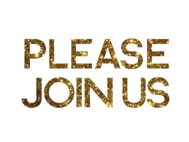 Altın glitter izole serif yazı tipi kelime bize katılın lütfen