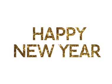 Altın glitter standart serif yazı tipi word Happy New Year izole