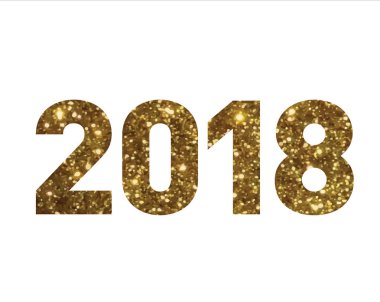 Altın glitter izole standart yazı tipi word yıl 2018