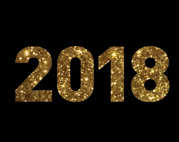Χρυσά glitter απομονωμένη τυποποιημένη γραμματοσειρά λέξη έτος 2018 — Διανυσματικό Αρχείο