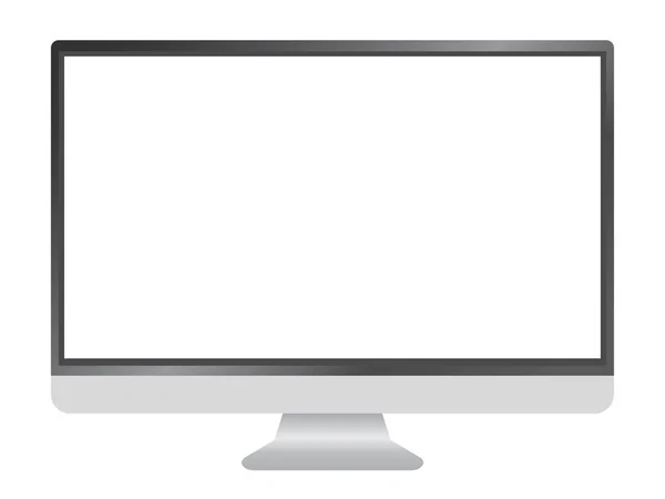 격리 된 벡터 실버 색상 16:9 화면 비율 와이드 스크린 컴퓨터 — 스톡 벡터
