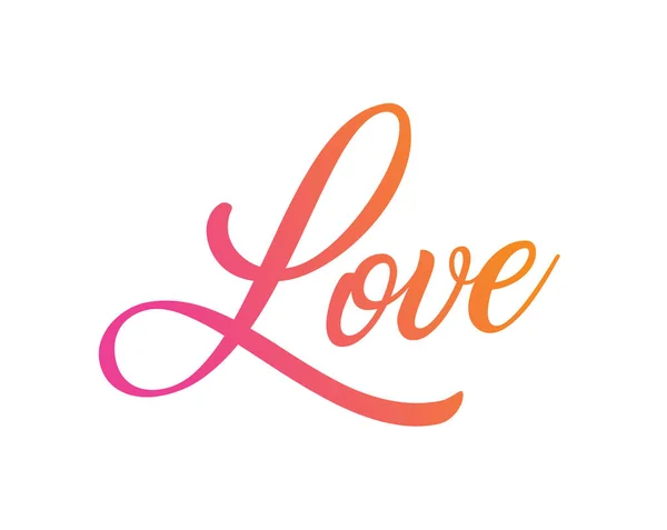 Kleurovergang roze oranje geïsoleerde hand schrijven woord Love — Stockvector