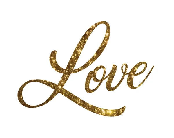 Kultainen glitter eristetty käsi kirjallisesti sana LOVE — vektorikuva