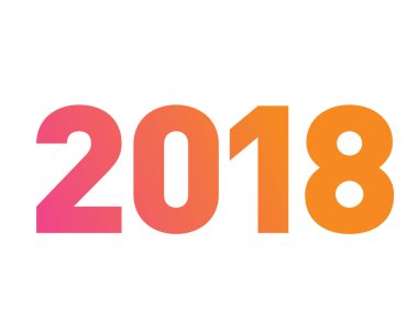 Degrade Turuncu pembe izole standart yazı tipi word yıl 2018