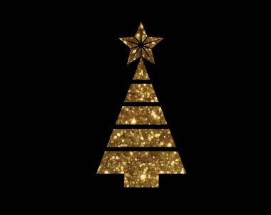 Vektör altın glitter Noel ağacı düz simgesi