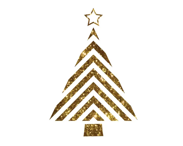 Vektor golden glitter weihnachtsbaum flach symbol — Stockvektor