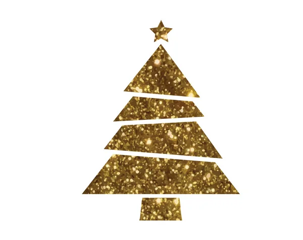 Vector gouden glitter kerstboom platte pictogram — Stockvector