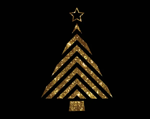 Vektor golden glitter weihnachtsbaum flach symbol — Stockvektor