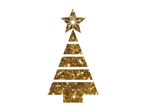 Vektor golden glitter weihnachtsbaum flach symbol — Stockvektor