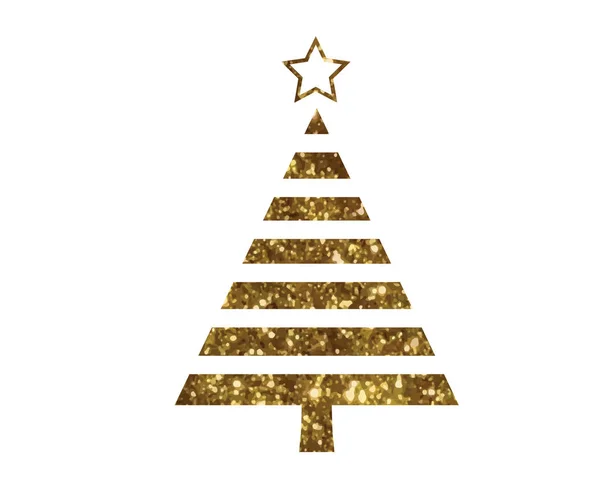 Vector gouden glitter kerstboom platte pictogram — Stockvector