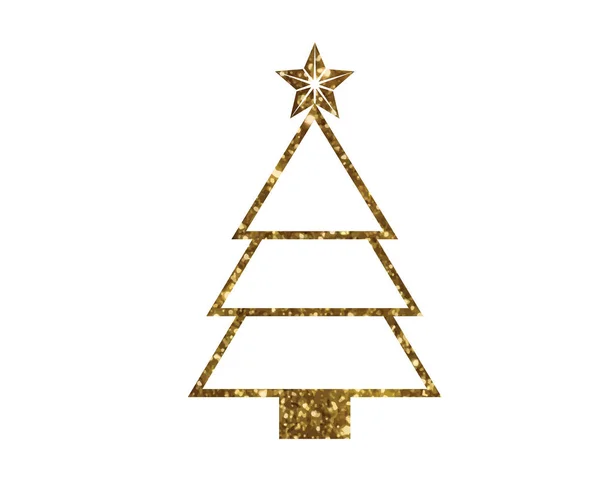 Vektor goldener Glanz Weihnachtsbaum Linie Symbol — Stockvektor