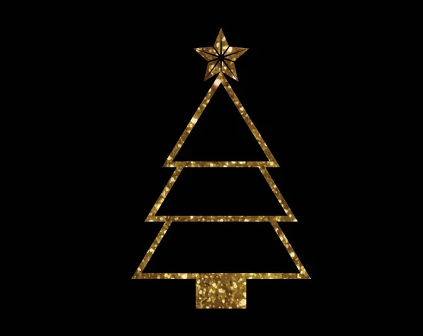 Vektor goldener Glanz Weihnachtsbaum Linie Symbol — Stockvektor