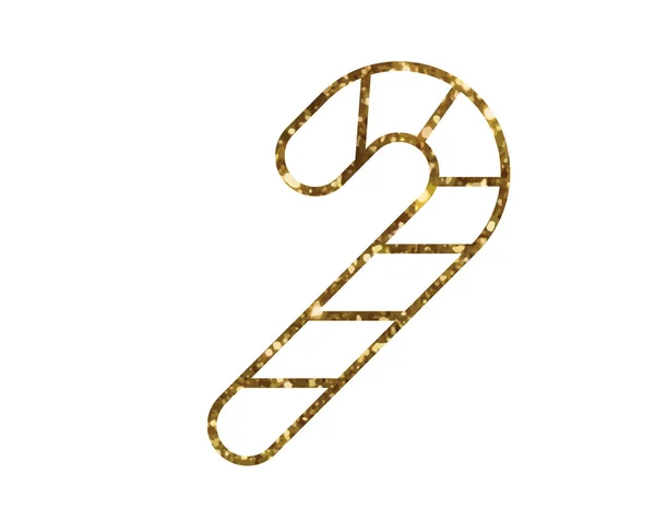Vector gouden glitter kerst snoep stick lijn pictogram — Stockvector