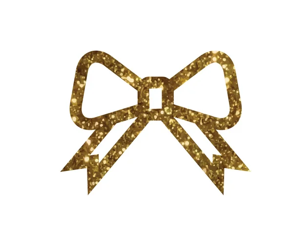Vector golden glitter gift ribbon line icon — Stock Vector