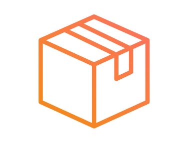 Pembe teslimat kutusu satırı simgesi nakliye için degrade turuncu vektör