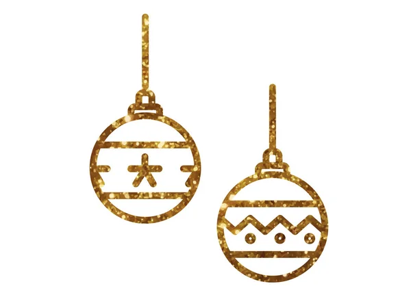 Vecteur or paillettes boule de Noël icône de déocoration — Image vectorielle