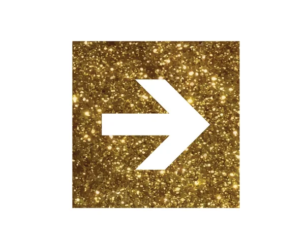 Glitter golden isolated arrow flat icon — Stock Vector