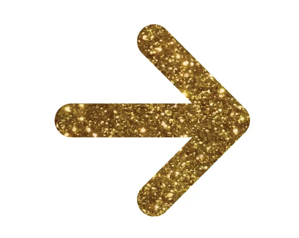 Блискуча золота ізольована стрілка плоска іконка — стоковий вектор
