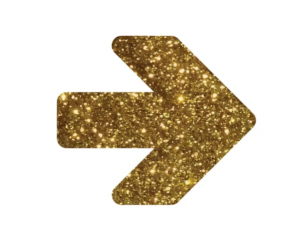 Glitter golden isolated arrow flat icon — Stock Vector