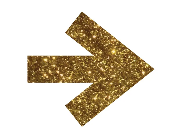 Glitter gouden geïsoleerd plat pijlpictogram — Stockvector