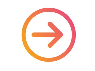 Degrade pembe izole ok düz simgesi turuncuya