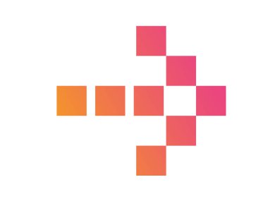 Degrade pembe izole ok düz simgesi turuncuya