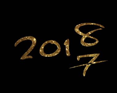 Altın glitter izole el yazı tipi word yıl 2018 yazma