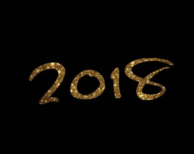Altın glitter izole el yazı tipi word yıl 2018 yazma