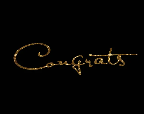 Gouden glitter geïsoleerd hand schrijven word Congrats — Stockvector