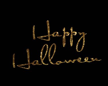 Altın glitter izole el tatil kelime mutlu Hallowee yazma