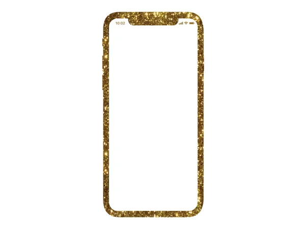 Plantilla de maqueta de dispositivo de teléfono inteligente de brillo dorado — Foto de Stock