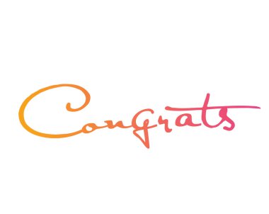 Altın glitter kelime Congrats yazma el izole