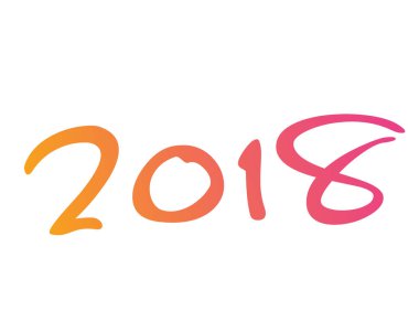 Renkli gradyan izole el yazı tipi word yıl 2018 yazma