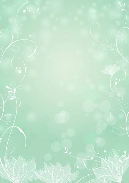 Kleurovergang Groenboek achtergrond, lotus en planten grens — Stockvector