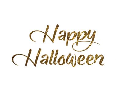 Altın izole el sözcük Cadılar Bayramın kutlu olsun yazmaya glitter