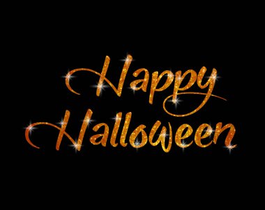 Turuncu glitter izole el kelime Cadılar Bayramın kutlu olsun yazma