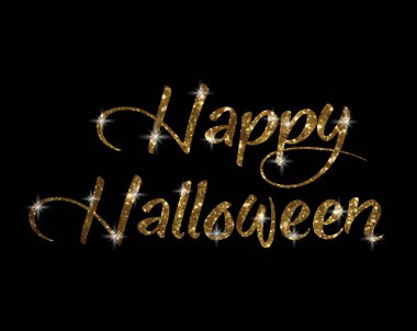 Altın glitter kelime Cadılar Bayramın kutlu olsun yazma el izole