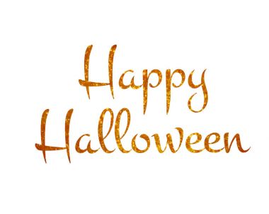 Turuncu glitter izole el kelime Cadılar Bayramın kutlu olsun yazma