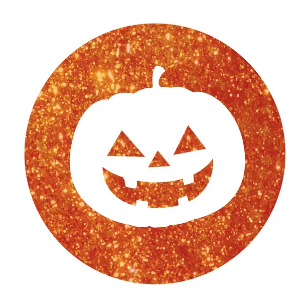 Orange glitter silhouette Halloween vacanza zucca icona piatta — Vettoriale Stock