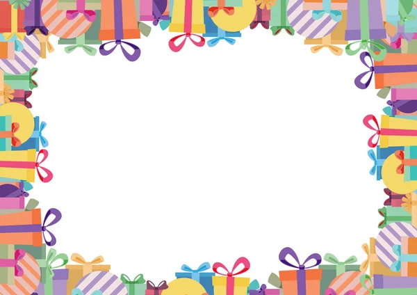 Ruban coloré boîte cadeau bordure papier blanc fond — Image vectorielle