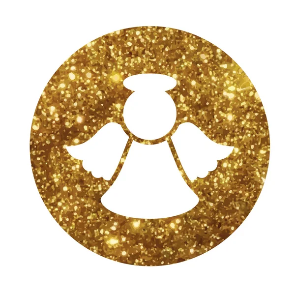 Vector golden glitter Christmas angel flat icon — Stock Vector
